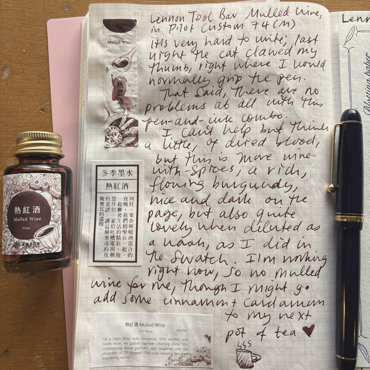 Lennon Toolbar mulled wine notes from the study