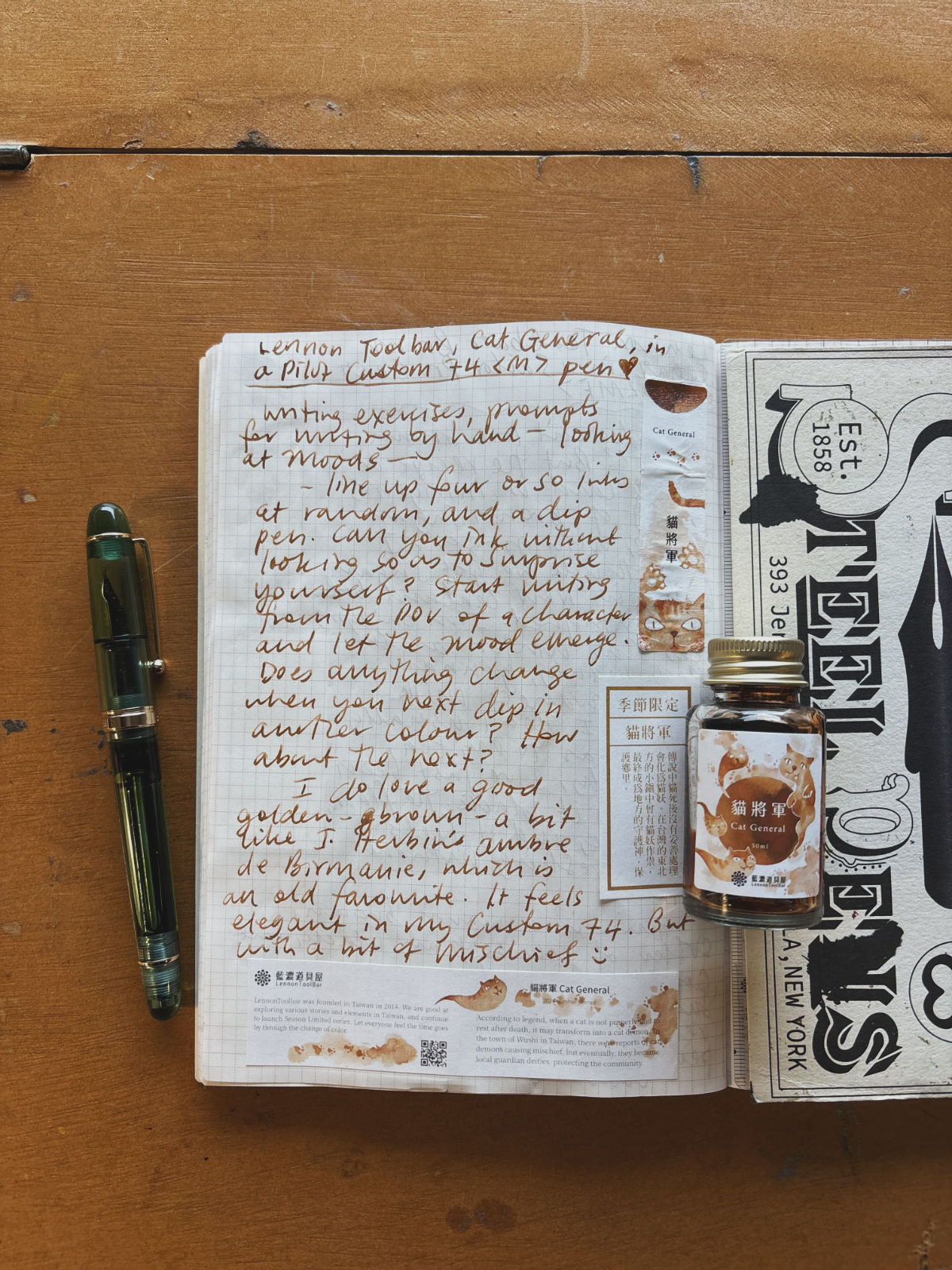 Notes from the study - sample writing in Cat General ink